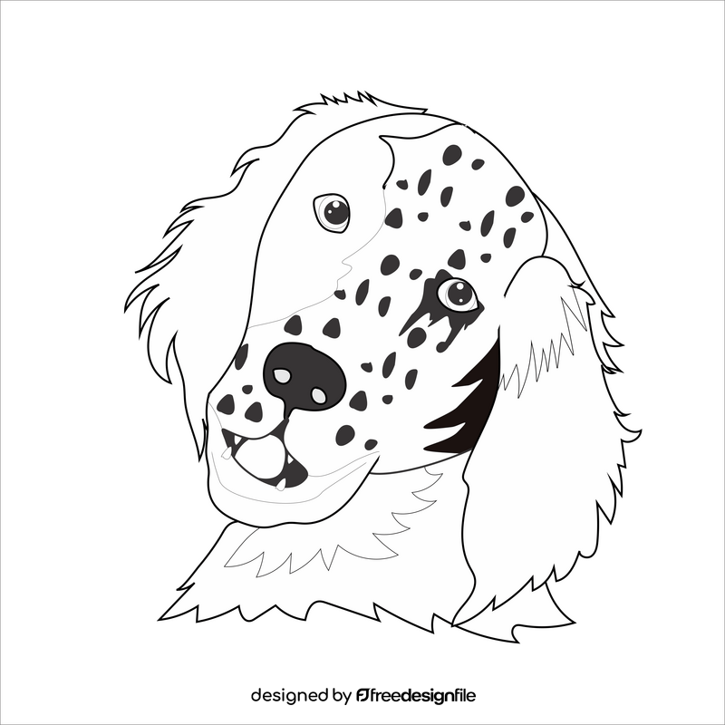 English setter dog drawing black and white clipart