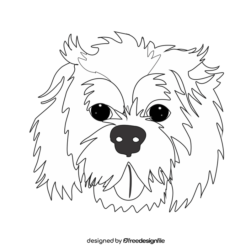 Cartoon cockapoo dog black and white clipart