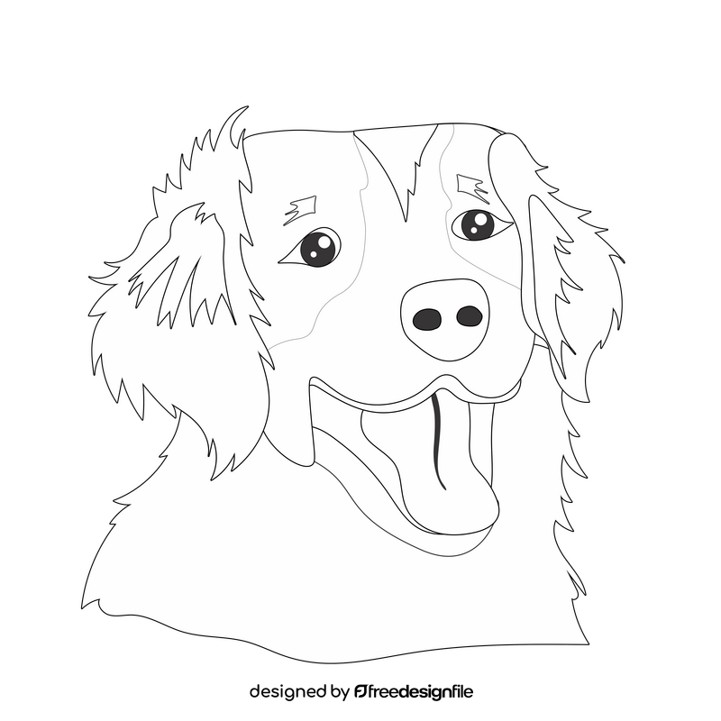 Golden retriever dog black and white clipart