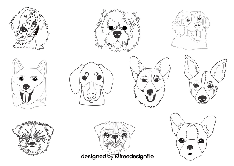 Dog heads black and white vector