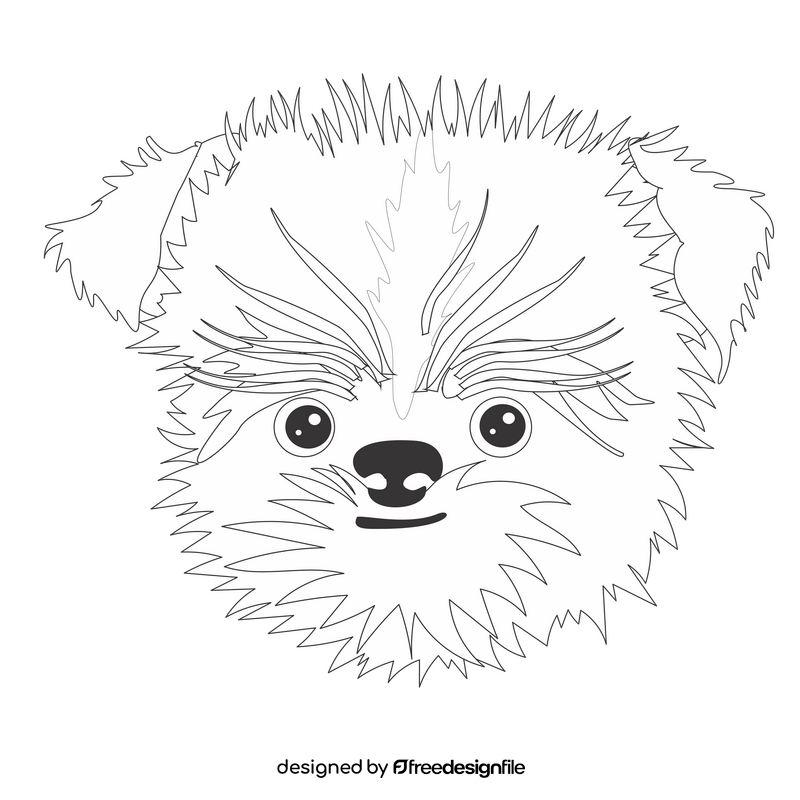 Yorkshire terrier dog head black and white clipart