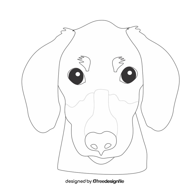 Dachshund dog illustration black and white clipart