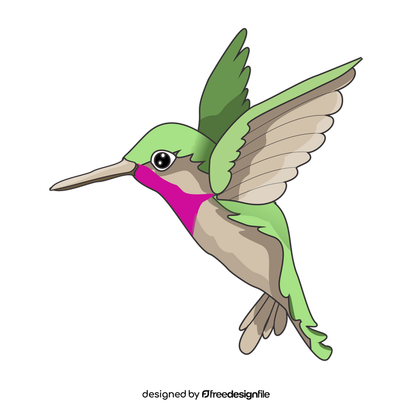 Green hummingbird flying clipart