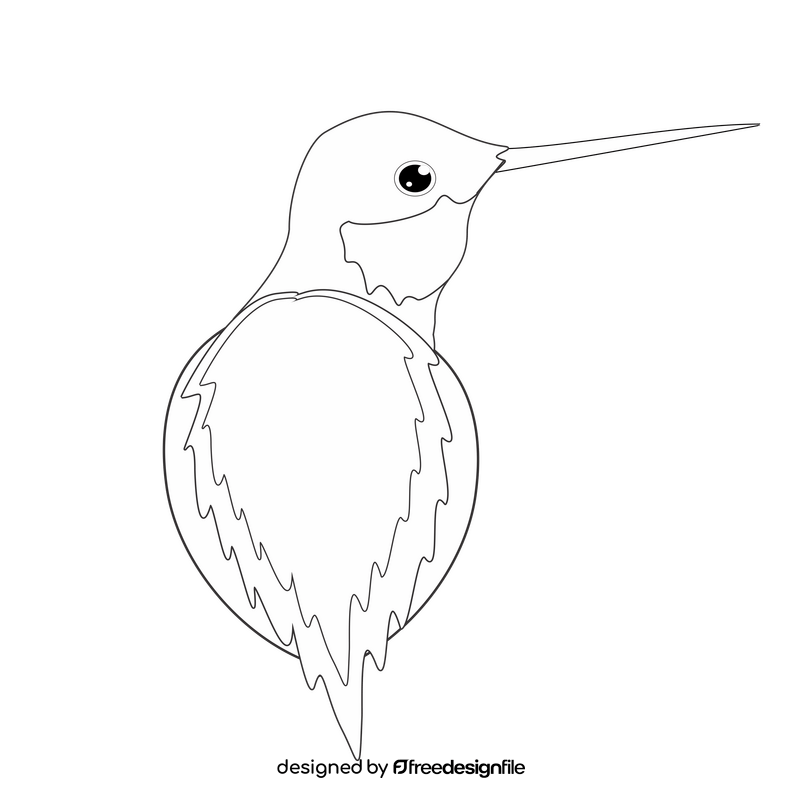 Hummingbird black and white clipart