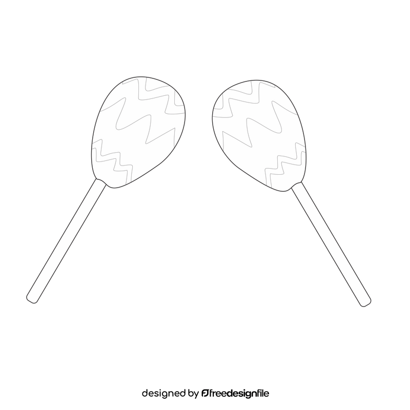 Maracas musical instrument black and white clipart