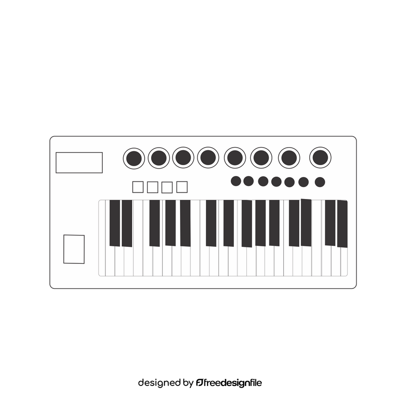 Keyboard piano cartoon drawing black and white clipart