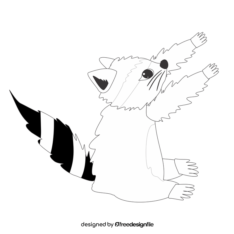 Cute baby raccoon animal black and white clipart