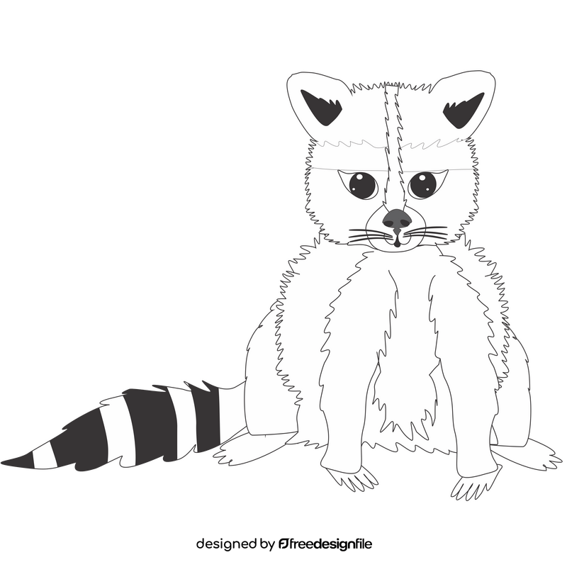 Raccoon animal black and white clipart