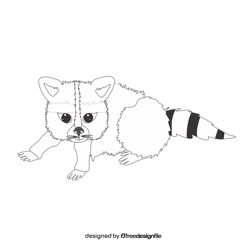 Raccoon black and white clipart
