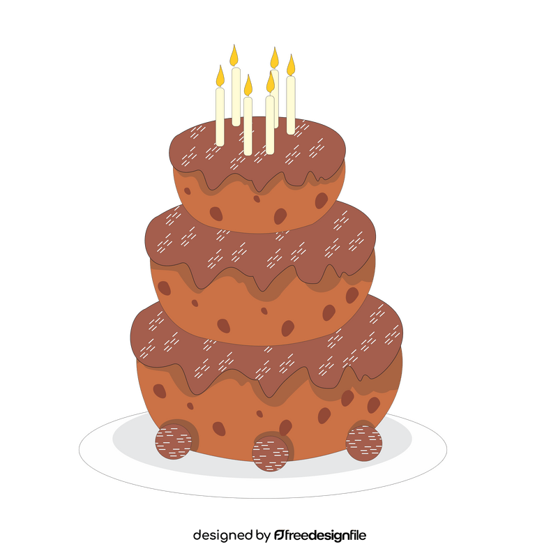 Three tier chocolate birthday cake clipart
