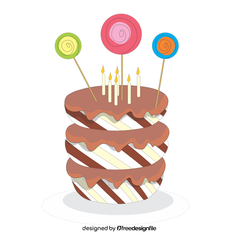 Free lollipop birthday cake clipart