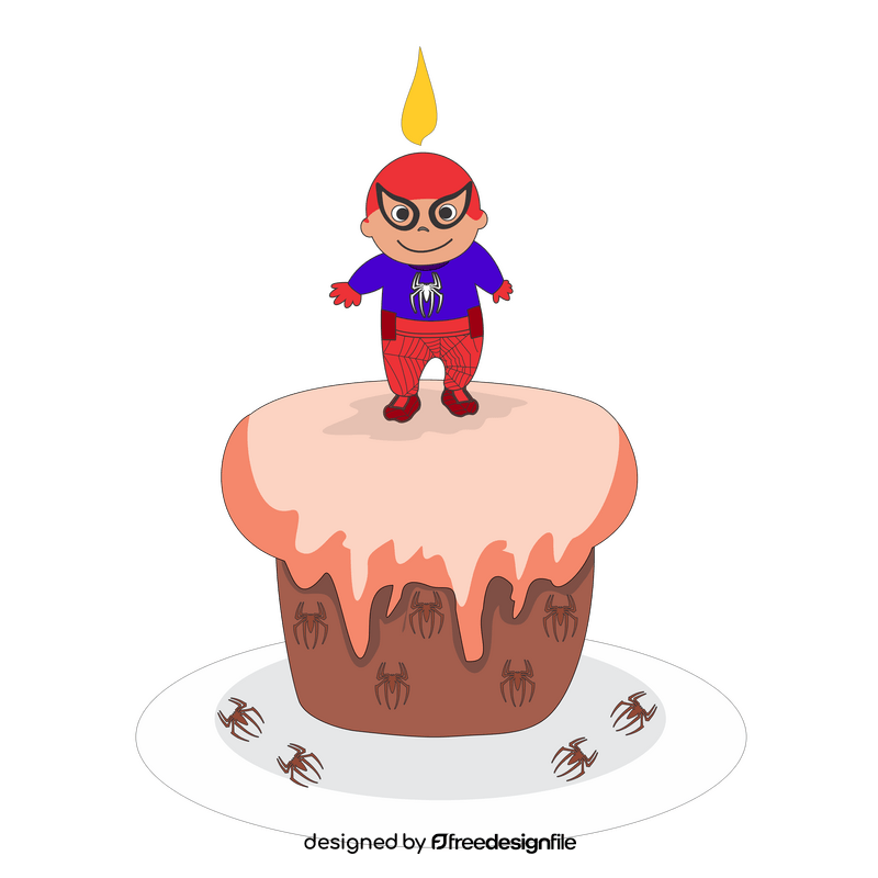 Spiderman birthday cake illustration clipart