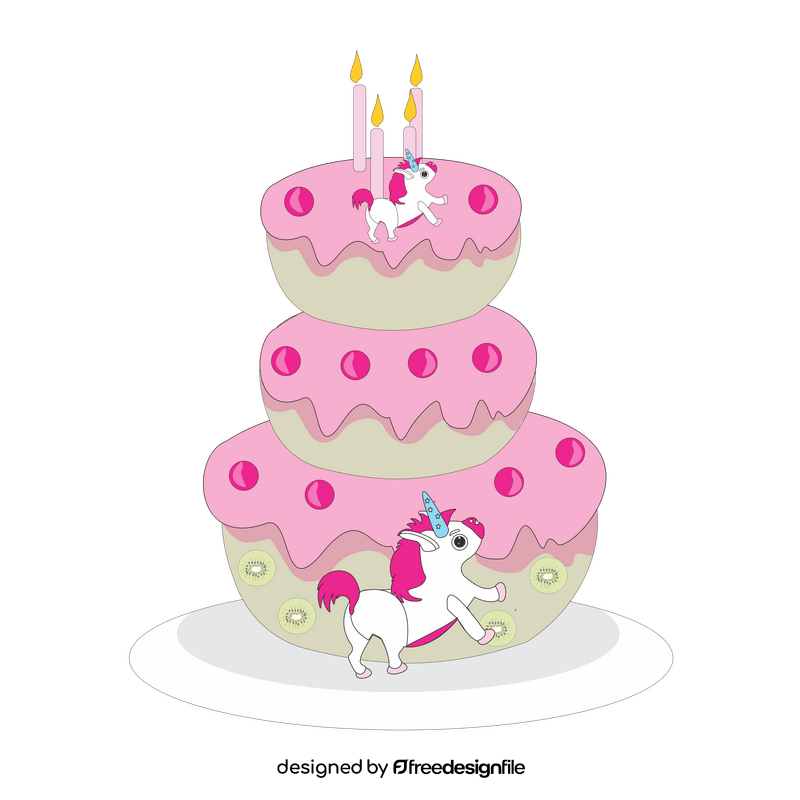 Cartoon unicorn birthday cake clipart