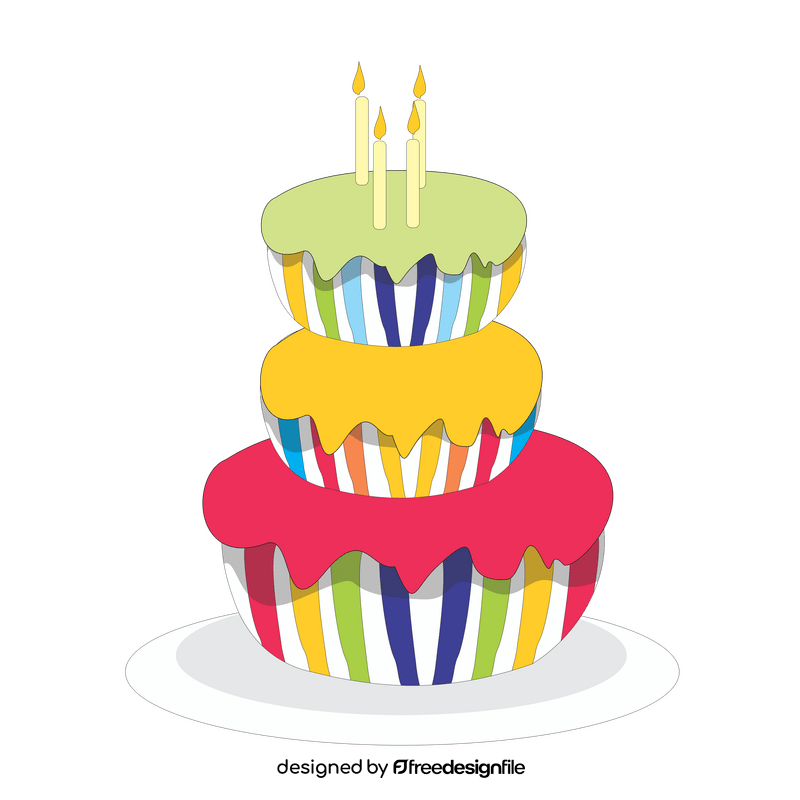 Rainbow birthday cake cartoon clipart