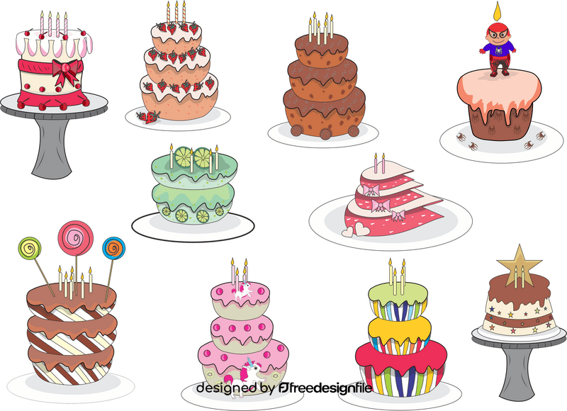 Cartoon birthday cakes vector