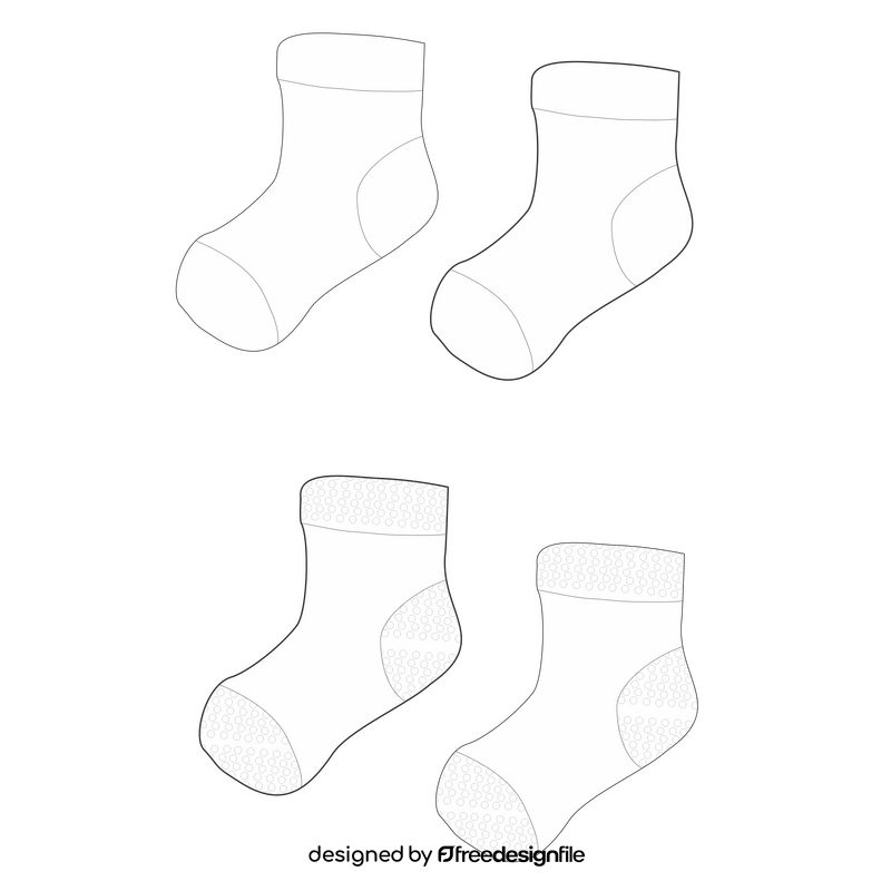 Cute baby socks black and white clipart