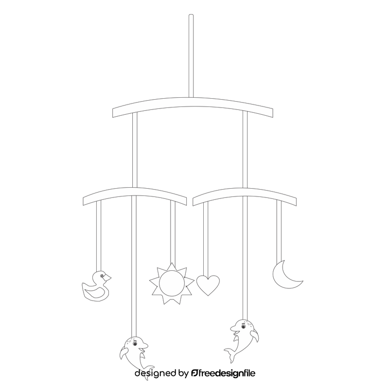 Baby crib hanging toys black and white clipart