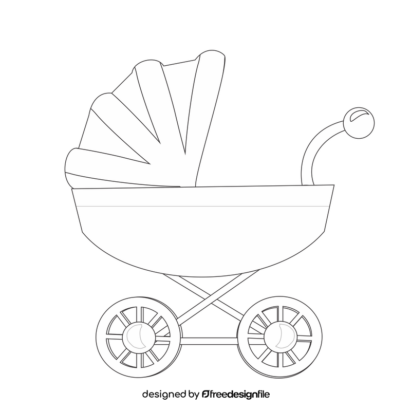 Baby carriage drawing black and white clipart