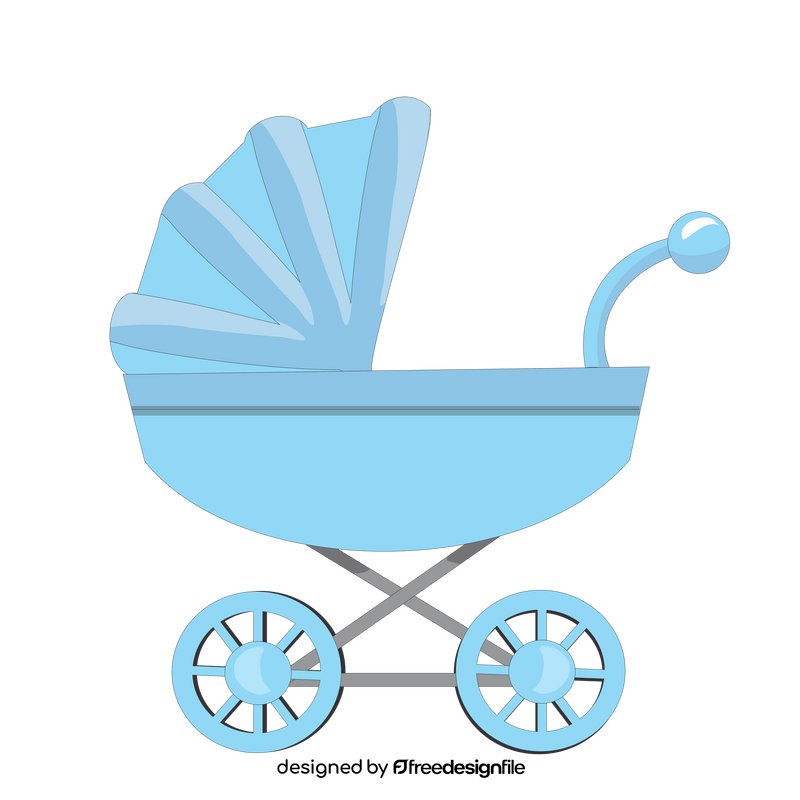Blue baby carriage drawing clipart