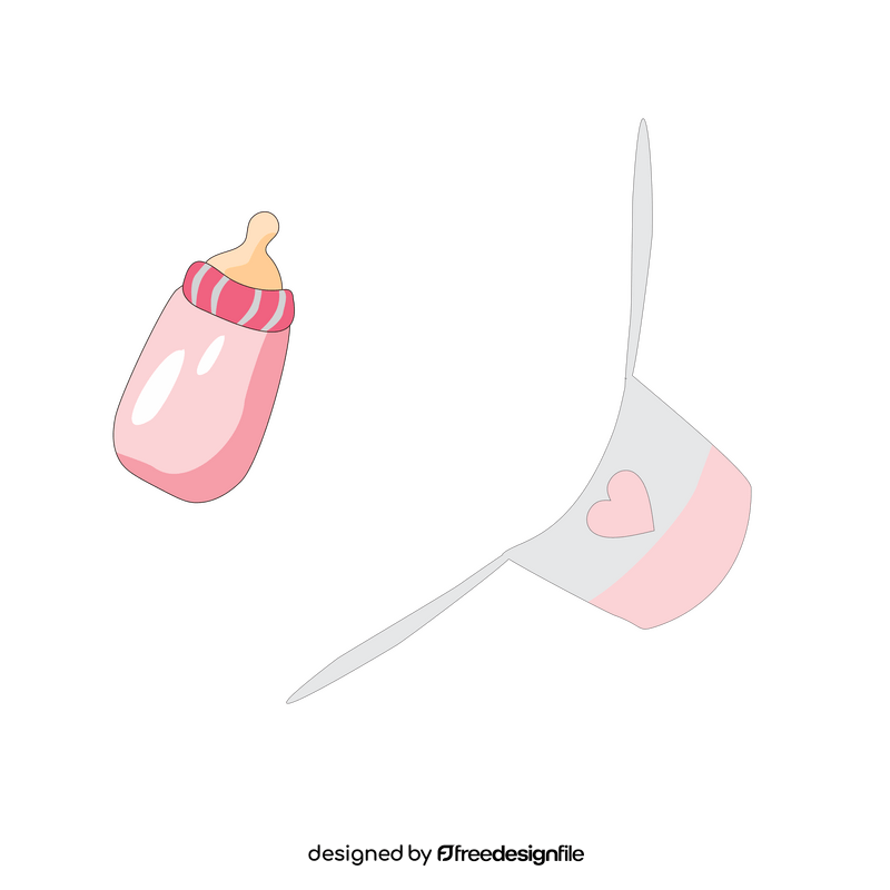 Baby girl bottle and bib clipart