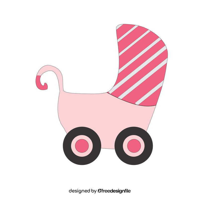 Cute baby girl carriage clipart