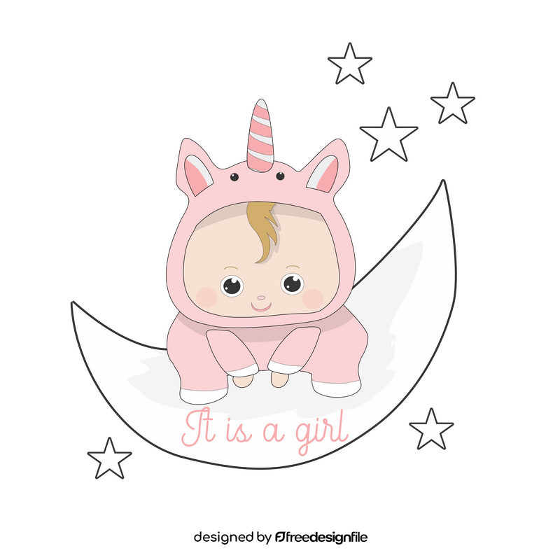 Cute baby unicorn dress clipart