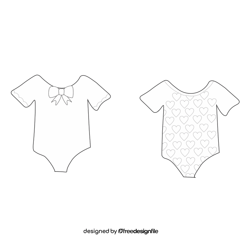 Baby girl onesies cartoon drawing black and white clipart
