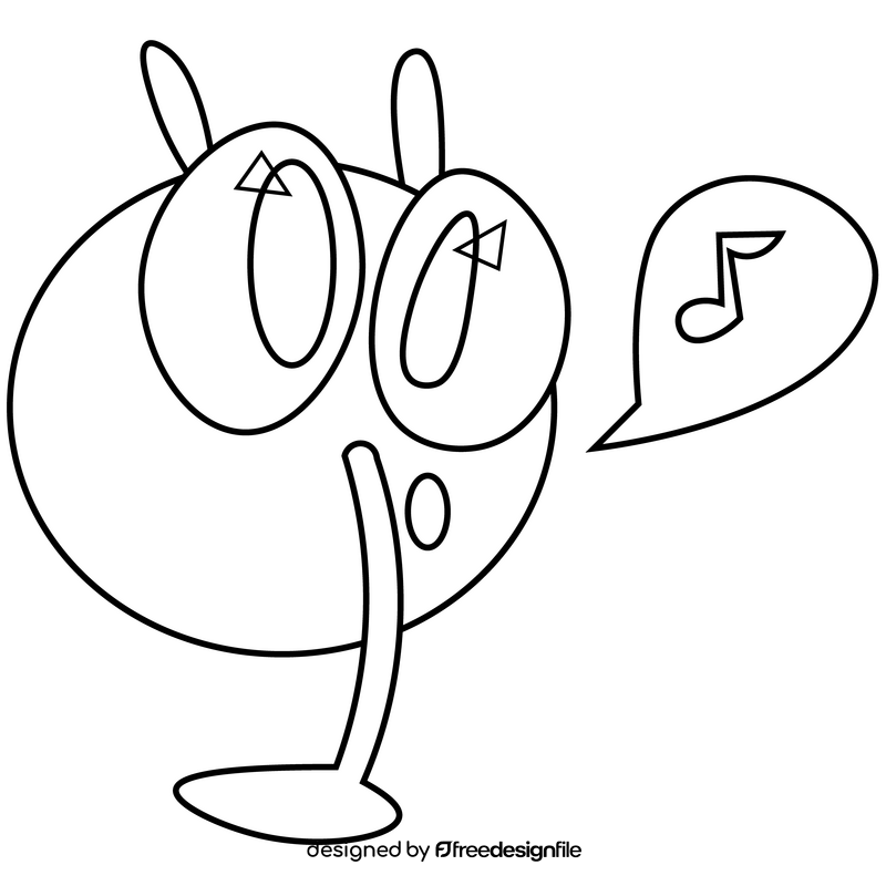 Fly singing black and white clipart