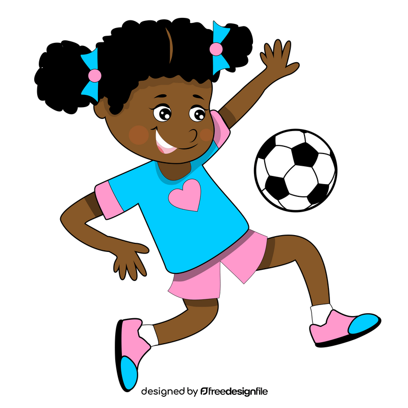 Afro American girl playing football clipart