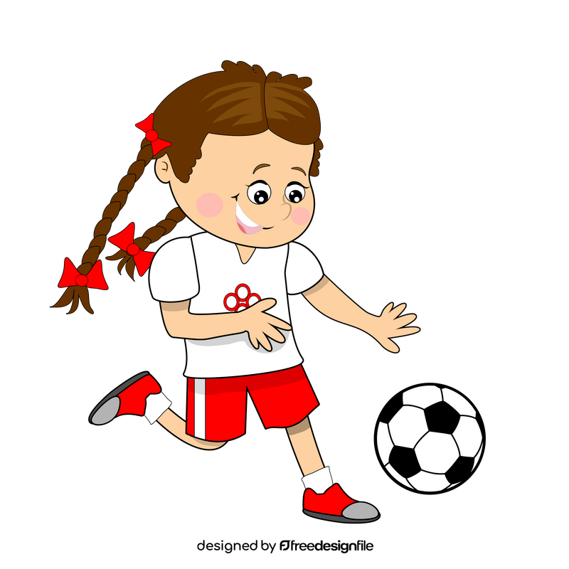 Braided girl playing football clipart