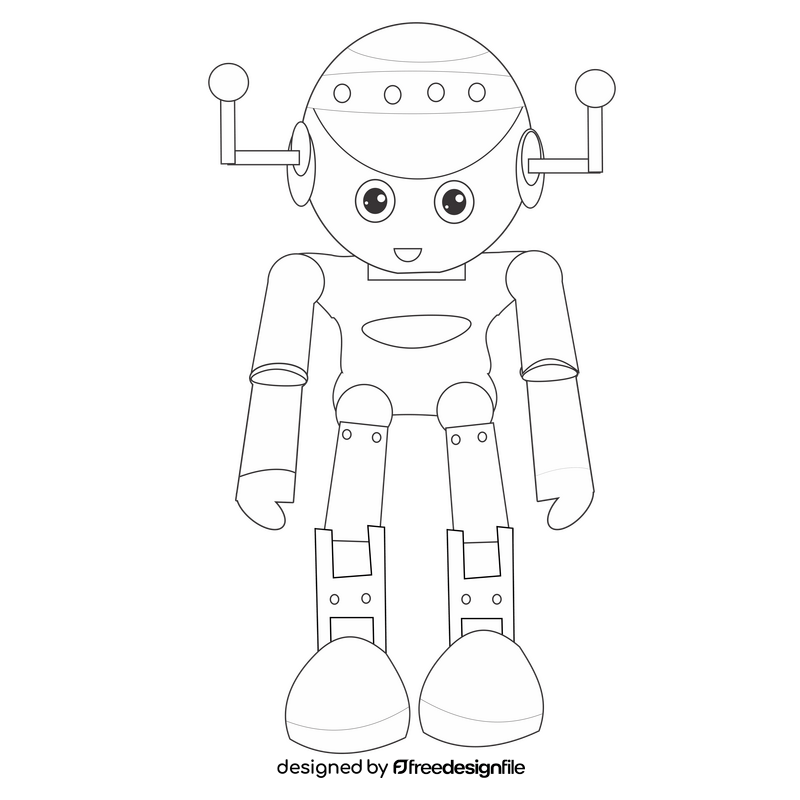 Free robot black and white clipart