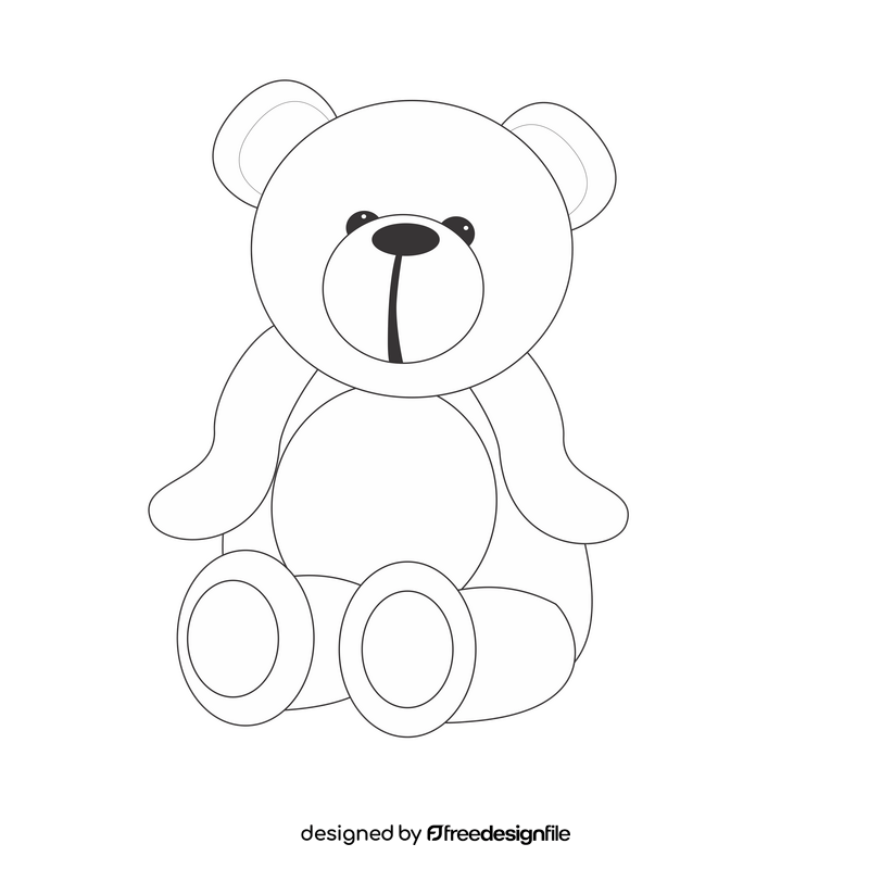 Teddy bear toy black and white clipart free download