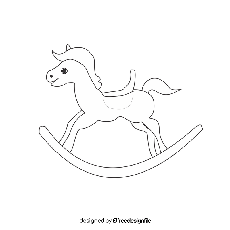 Rocking horse black and white clipart