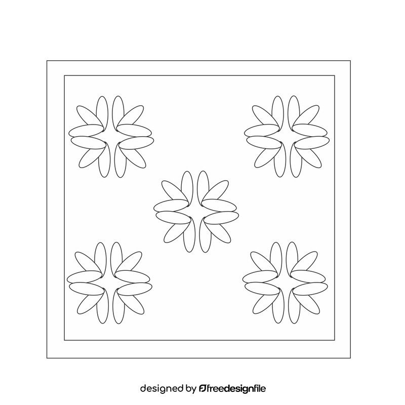 Flower tile black and white clipart