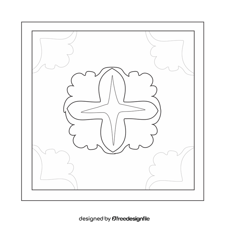 Ceramic tile drawing black and white clipart