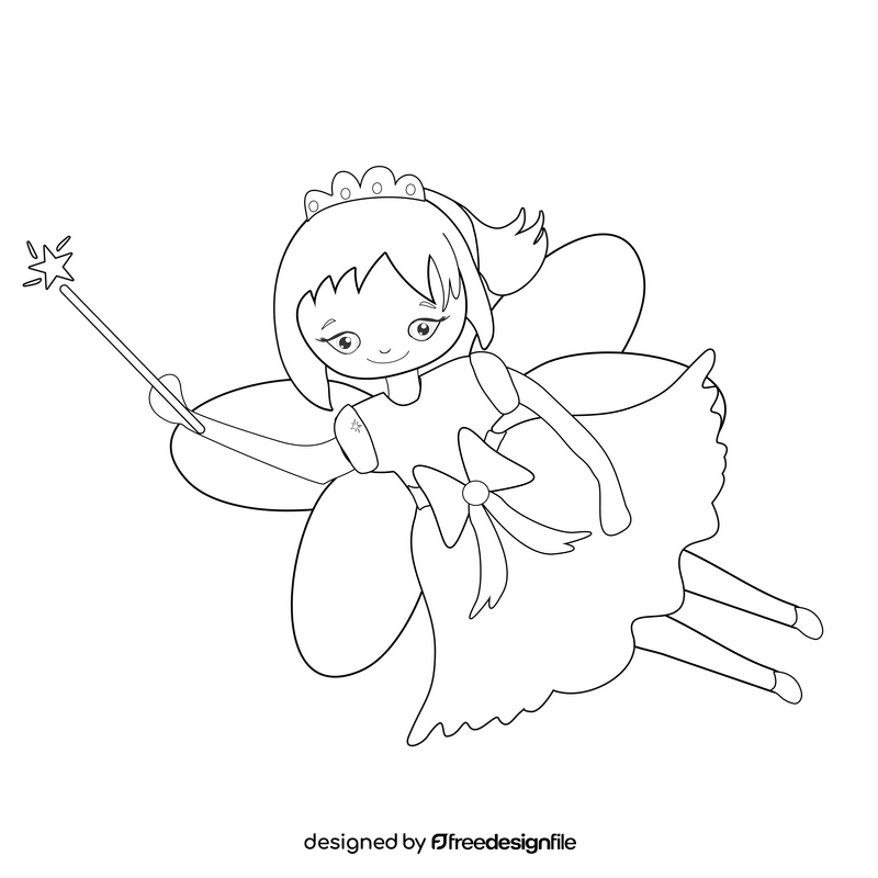 Fairy black and white clipart