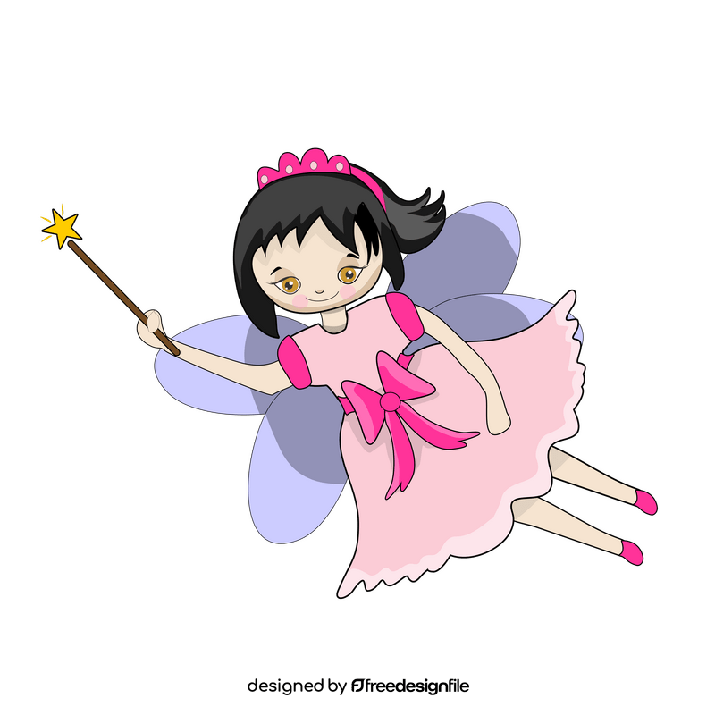 Fairy in pink dress clipart vector free download