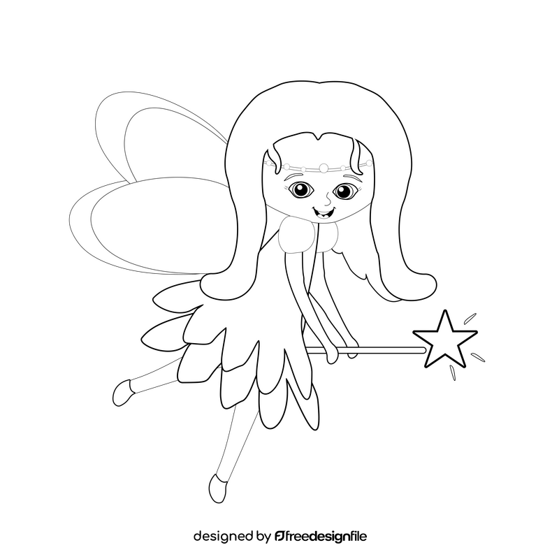Free fairy black and white clipart