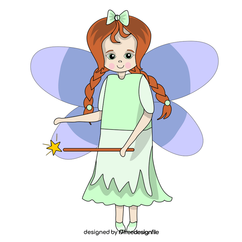 Fairy with two braids clipart