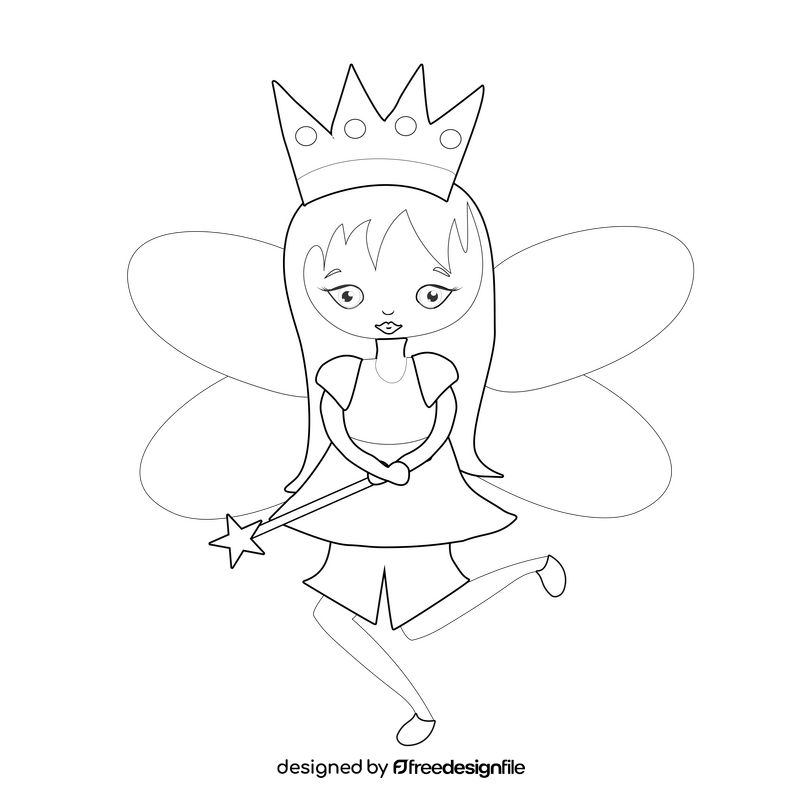 Fairy illustration black and white clipart