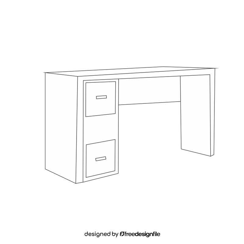 Cartoon desk black and white clipart