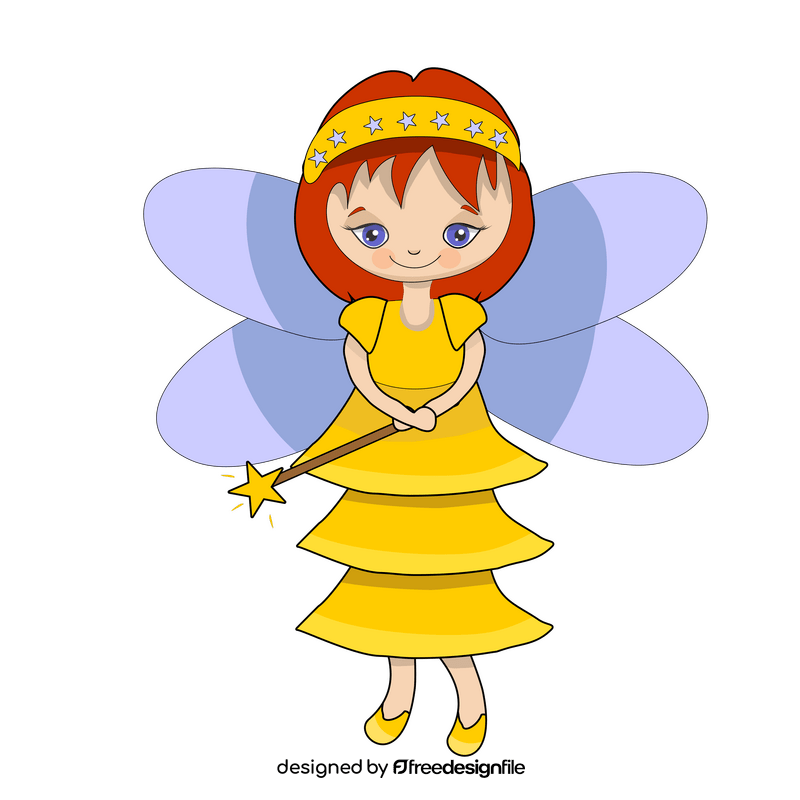 Fairy in yellow dress drawing clipart