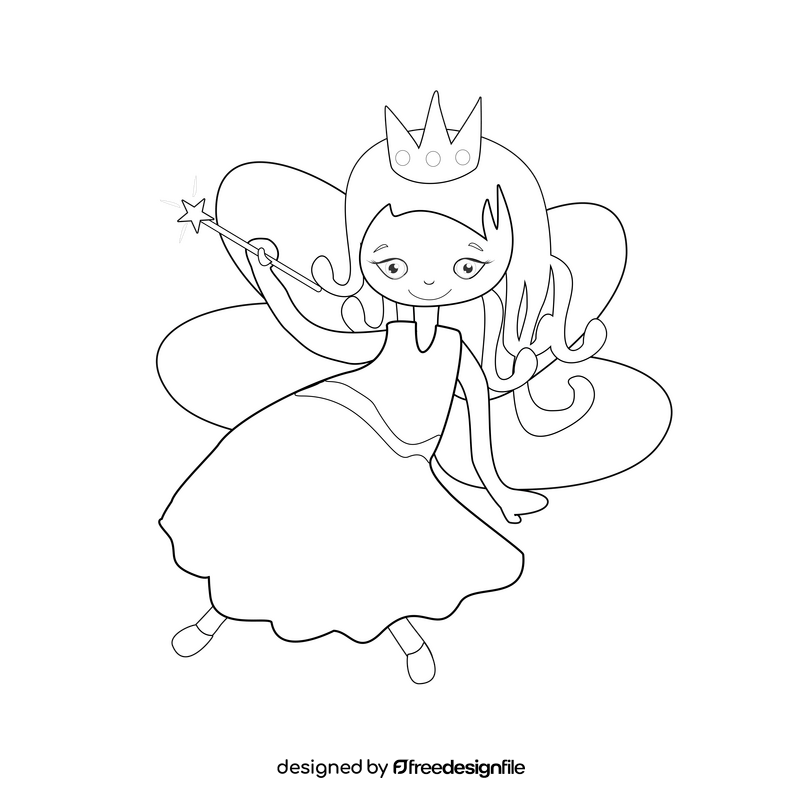 Fairy illustration black and white clipart