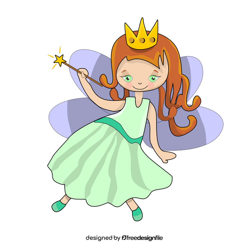 Fairy in green dress illustration clipart