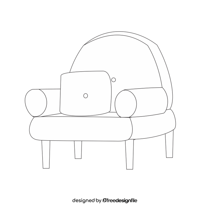 Armchair with pillow black and white clipart