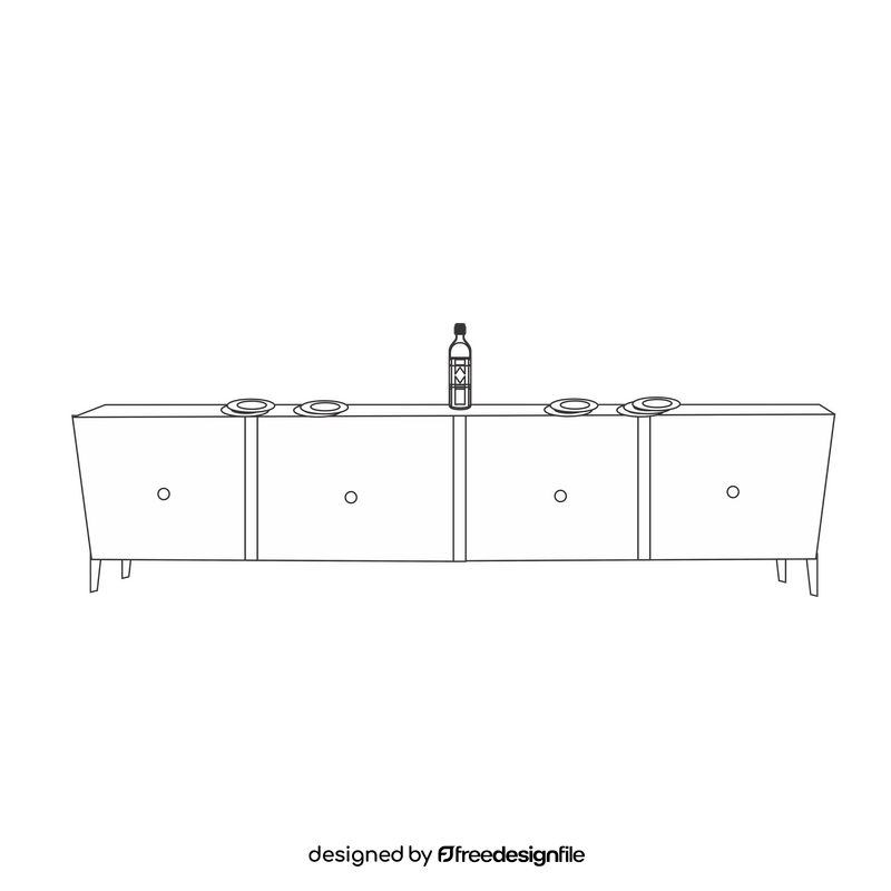 Sideboard furniture black and white clipart