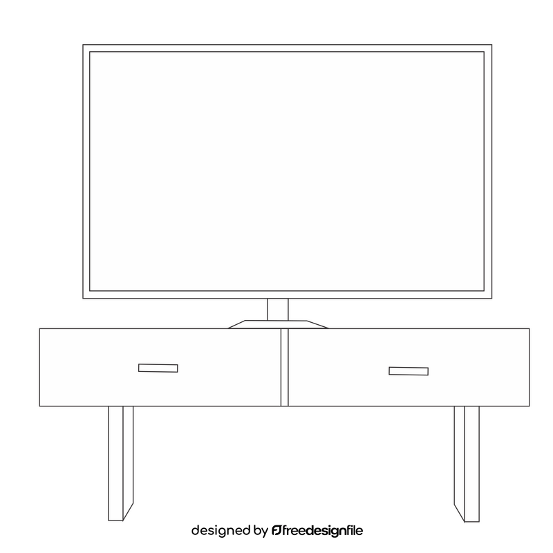 TV stand illustration black and white clipart