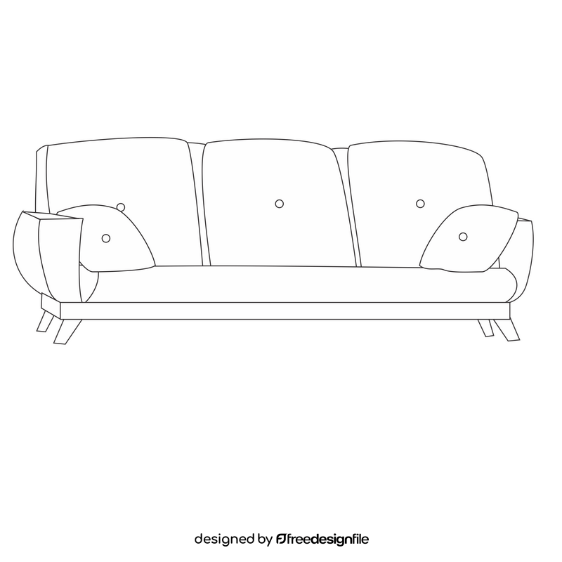 Cartoon sofa black and white clipart