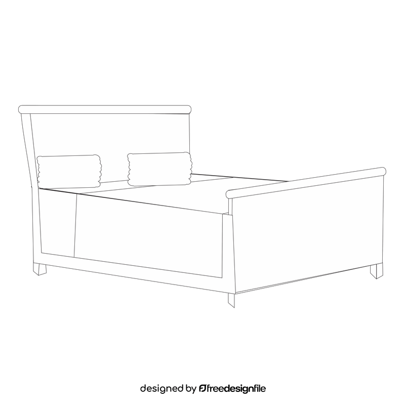 Double bed illustration black and white clipart