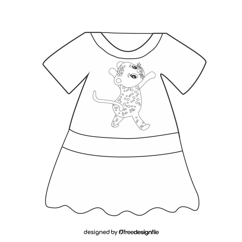 Girls dress cartoon black and white clipart